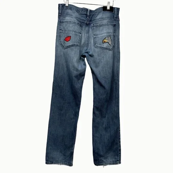 Tony Hawk Men’s Blue Straight Leg Jeans Patches Graphic Detail Size 30 - Picture 7 of 16